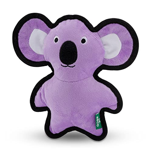 Beco Rough & Tough Purple Koala Bear Hundespielzeug, zum Kauen, Apportieren und Quietschen, doppelt genäht für Langlebigkeit, hergestellt aus recyceltem Kunststoff von Beco