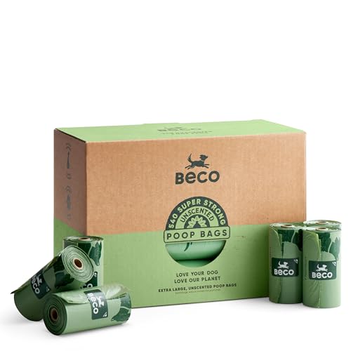 Beco Starke und große Kotbeutel – 270 lose verpackt mit Griffen zum Binden – Boxspender (Unscented - 540 Kotbeutel) von Beco