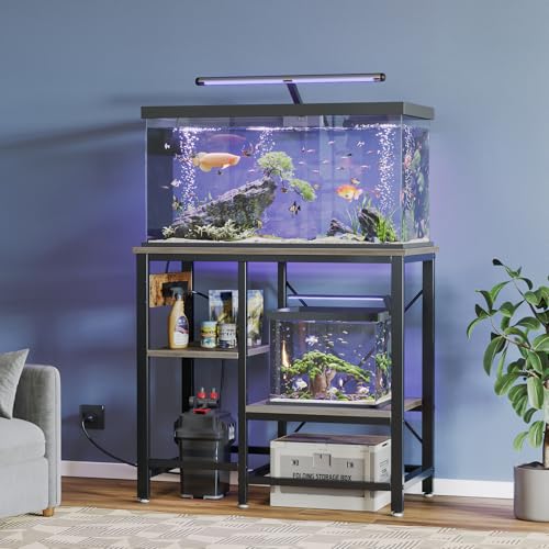 Becuddler Aquarium-Ständer mit Ladestation, 30,7 x 13,8 m, Metall-Aquariumständer mit 3 Ebenen, verstellbaren Ablagen, 6-Beine, Reptilien-Terrarium-Ständer, 180 kg von Becuddler