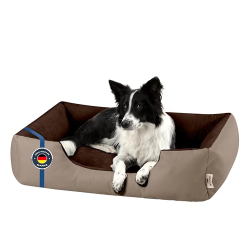 BedDog Hundebett LUPI, Hundekissen mit abziehbaren waschbaren Bezug, Hundekorb, Hundesofa, für mittel-große Hunde, L, beige-braun von BedDog