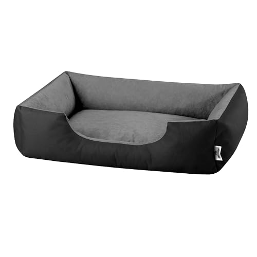 BedDog Hundebett LUPI, Hundekissen mit abziehbaren waschbaren Bezug, Hundekorb, Hundesofa, für mittel-große Hunde, L, schwarz-grau von BedDog