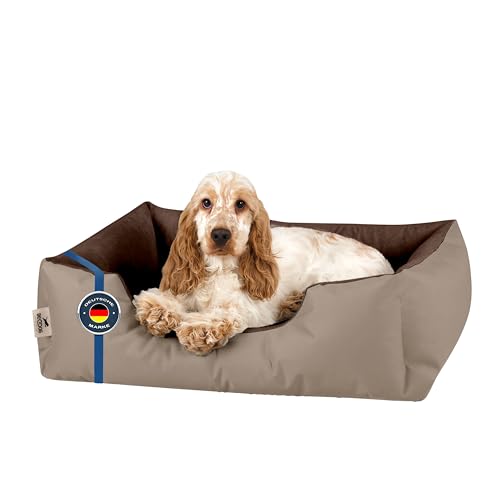 BedDog Hundebett LUPI, Hundekissen mit abziehbaren waschbaren Bezug, Hundekorb, Hundesofa, für kleine Hunde, S, beige-braun von BedDog