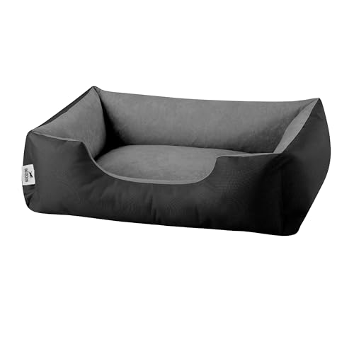 BedDog Hundebett LUPI, Hundekissen mit abziehbaren waschbaren Bezug, Hundekorb, Hundesofa, für kleine Hunde, S, schwarz-grau von BedDog