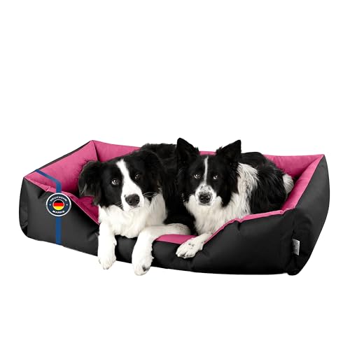 BedDog Hundebett LUPI, Hundekissen mit abziehbaren waschbaren Bezug, Hundekorb, Hundesofa, für große Hunde, XXL, schwarz-pink von BedDog