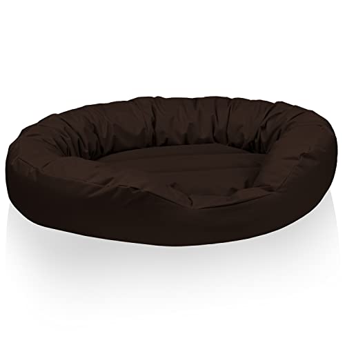 BedDog® Hundebett Sunny, großes Hundekörbchen aus Cordura, waschbares Hundebett mit Rand, Hundekissen oval-rund, für drinnen und draußen, XXXL, Chocolate, braun von BedDog