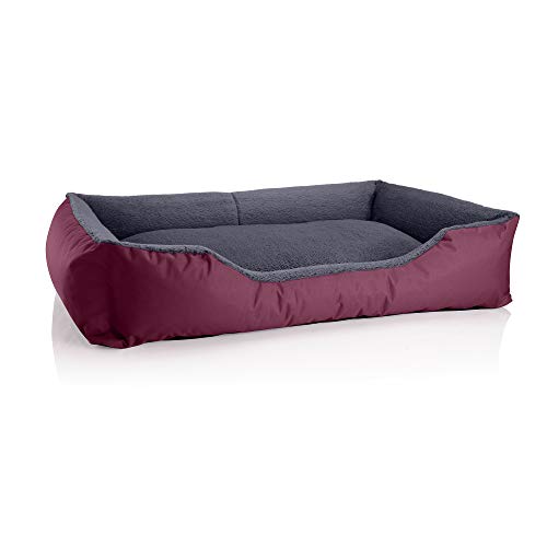 BedDog Hundebett Teddy flauschig, Hundekissen mit abziehbaren waschbaren Bezug, Hundekorb, Hundesofa, für große Hunde, XXL, Bordeaux-grau von BedDog