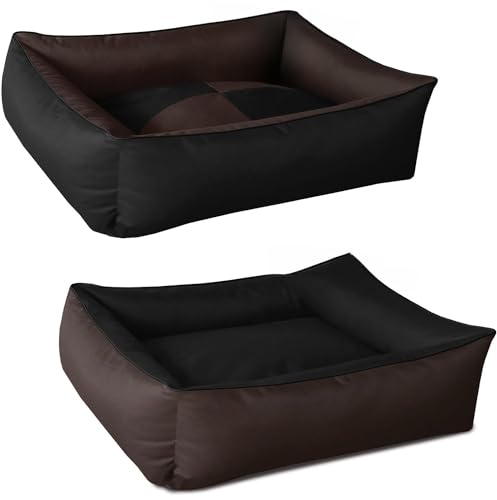 BedDog Hundebett 2in1 MAXQ, Hundekissen mit abziehbaren waschbaren Bezug, Hundekorb, Hundesofa, für große Hunde, XXL, schwarz-braun von BedDog