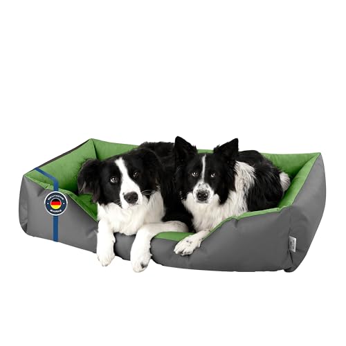 BedDog Hundebett LUPI, Hundekissen mit abziehbaren waschbaren Bezug, Hundekorb, Hundesofa, für große Hunde, XXL, grau-grün von BedDog