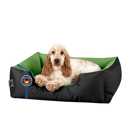 BedDog Hundebett LUPI, Hundekissen mit abziehbaren waschbaren Bezug, Hundekorb, Hundesofa, für kleine Hunde, M, schwarz-grün von BedDog