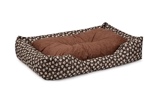BedDog Hundebett Mimi, Hundesofa aus Cordura, Microfaser-Velours, waschbares Hundebett Vier-eckig mit Rand, Hundekissen für drinnen, draußen, XL, braun mit Pfoten BedDog Hundebett Mimi, Hundesofa aus Cordura, Microfaser-Velours, waschbares Hundebett Vier-eckig mit Rand, Hundekissen für drinnen, draußen, XL, braun mit Pfoten von BedDog