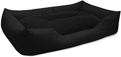 BedDog Hundebett Mimi, Hundesofa aus Cordura, Microfaser-Velours, waschbares Hundebett Vier-eckig mit Rand, Hundekissen für drinnen, draußen, XXXL, schwarz von BedDog