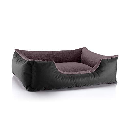 BedDog Hundebett Teddy, Hundesofa aus Cordura und Microfaser-Velours, waschbares Hundebett mit Rand, Hundekissen Vier-eckig, für drinnen, draußen, Größe L, schwarz-braun BedDog Hundebett Teddy, Hundesofa aus Cordura und Microfaser-Velours, waschbares Hundebett mit Rand, Hundekissen Vier-eckig, für drinnen, draußen, Größe L, schwarz-braun von BedDog