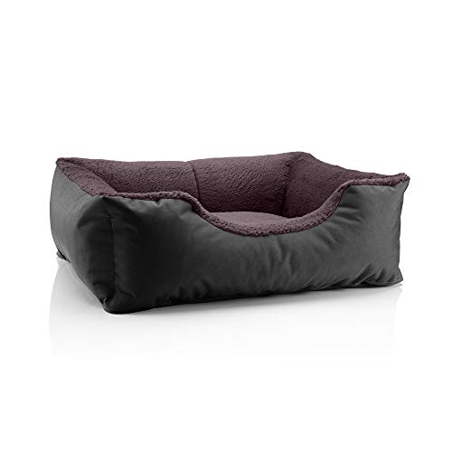 BedDog Hundebett Teddy, Hundesofa aus Cordura und Microfaser-Velours, waschbares Hundebett mit Rand, Hundekissen Vier-eckig, für drinnen, draußen, Größe M, schwarz-braun BedDog Hundebett Teddy, Hundesofa aus Cordura und Microfaser-Velours, waschbares Hundebett mit Rand, Hundekissen Vier-eckig, für drinnen, draußen, Größe M, schwarz-braun von BedDog