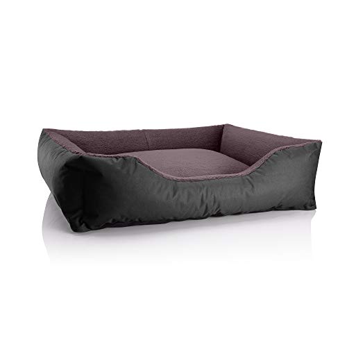 BedDog Hundebett Teddy, Hundesofa aus Cordura und Microfaser-Velours, waschbares Hundebett mit Rand, Hundekissen Vier-eckig, für drinnen, draußen, Größe XL, schwarz-braun BedDog Hundebett Teddy, Hundesofa aus Cordura und Microfaser-Velours, waschbares Hundebett mit Rand, Hundekissen Vier-eckig, für drinnen, draußen, Größe XL, schwarz-braun von BedDog