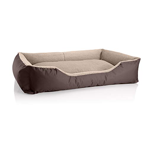 BedDog Hundebett Teddy, Hundesofa aus Cordura und Microfaser-Velours, waschbares Hundebett mit Rand, Hundekissen Vier-eckig, für drinnen, draußen, Größe XXL, braun-beige BedDog Hundebett Teddy, Hundesofa aus Cordura und Microfaser-Velours, waschbares Hundebett mit Rand, Hundekissen Vier-eckig, für drinnen, draußen, Größe XXL, braun-beige von BedDog