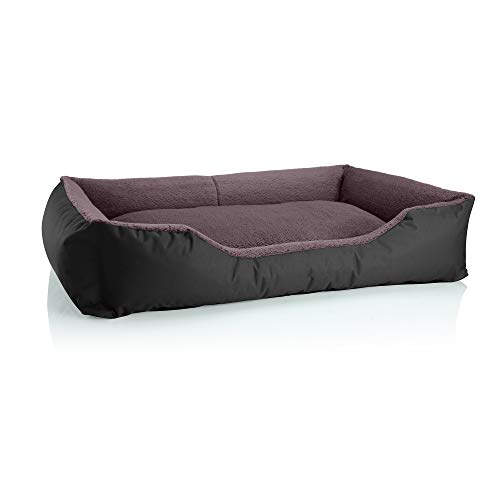 BedDog Hundebett Teddy, Hundesofa aus Cordura und Microfaser-Velours, waschbares Hundebett mit Rand, Hundekissen Vier-eckig, für drinnen, draußen, Größe XXXL, schwarz-braun BedDog Hundebett Teddy, Hundesofa aus Cordura und Microfaser-Velours, waschbares Hundebett mit Rand, Hundekissen Vier-eckig, für drinnen, draußen, Größe XXXL, schwarz-braun von BedDog