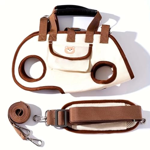 4-in-1 wandelbarer Hunde- und Katzentragerucksack – verstellbare Schlinge, Umhängetasche, Handheld-Rucksack für kleine Haustiere von 0–9 kg, atmungsaktives Netzgewebe, Wirbelsäulenschutz (Beige, M) von BedEuu