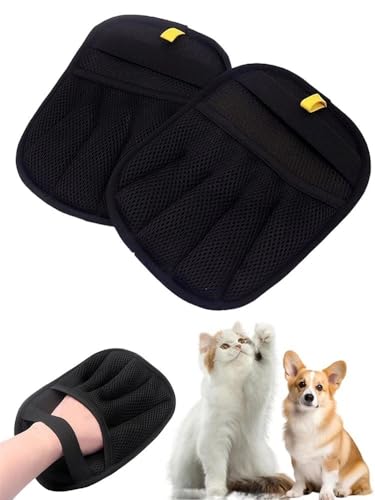 BedEuu Tierhaarentferner-Handschuhe für Katzen und Hunde, elektrostatische Fellpflege-Handschuhe für Möbel, Couch, Teppich, Autositz, wiederverwendbarer Fellentfernungshandschuh (2 Stück) von BedEuu