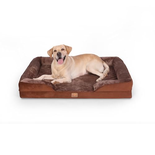 BedGoldi Orthopädisches Hundebett für X-große Hunde, Ergonomisches Hundesofa mit eiförmigem Kistenschaum, Wasserdichtes rutschfestes Hundesofa 106x80 cm, hellgrau von BedGoldi