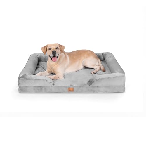 BedGoldi Orthopädisches Hundebett für X-große Hunde, Ergonomisches Hundesofa mit eiförmigem Kistenschaum, Wasserdichtes rutschfestes Hundesofa 106x80 cm, hellgrau BedGoldi Orthopädisches Hundebett für X-große Hunde, Ergonomisches Hundesofa mit eiförmigem Kistenschaum, Wasserdichtes rutschfestes Hundesofa 106x80 cm, hellgrau von BedGoldi