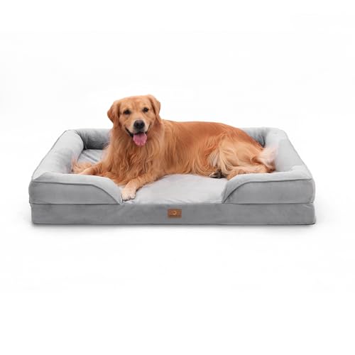 BedGoldi Orthopädisches Hundebett für X-große Hunde, Ergonomisches Hundesofa mit eiförmigem Kistenschaum, Wasserdichtes rutschfestes Hundesofa 122x89 cm, hellgrau BedGoldi Orthopädisches Hundebett für X-große Hunde, Ergonomisches Hundesofa mit eiförmigem Kistenschaum, Wasserdichtes rutschfestes Hundesofa 122x89 cm, hellgrau von BedGoldi