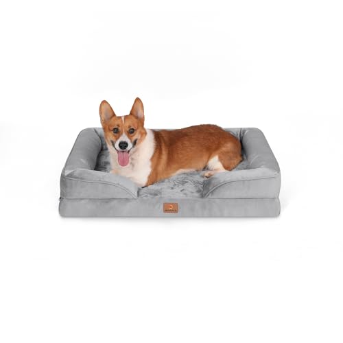 BedGoldi Orthopädisches Hundebett für große Hunde, Ergonomisches Hundesofa mit eiförmigem Kistenschaum, Wasserdichtes rutschfestes Hundesofa 89x63 cm, hellgrau BedGoldi Orthopädisches Hundebett für große Hunde, Ergonomisches Hundesofa mit eiförmigem Kistenschaum, Wasserdichtes rutschfestes Hundesofa 89x63 cm, hellgrau von BedGoldi