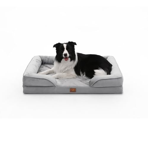 BedGoldi Orthopädisches Hundebett für große Hunde, Ergonomisches Hundesofa mit eiförmigem Kistenschaum, Wasserdichtes rutschfestes Hundesofa 97x71cm, hellgrau BedGoldi Orthopädisches Hundebett für große Hunde, Ergonomisches Hundesofa mit eiförmigem Kistenschaum, Wasserdichtes rutschfestes Hundesofa 97x71cm, hellgrau von BedGoldi