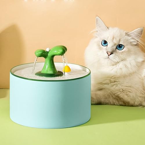 Katzen Trinkbrunnen Keramik, Trinkbrunnen für Hunde Haustier Katzenbrunne rutschfest Automatisch Wasserspender, Haustier trinkbrunnen konzeptiert für Hunde und Katzen 1 Aktivkohlefilter - 1500ML von Beddingleer