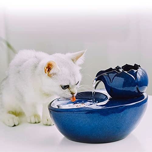 katzentrinkbrunnenKatze Wasserspender, Keramik Haustier, Trinken Wasser automatisch, Zyklus Futter Wasser fließen Katze Brunnen Becken Hund, Hund Wasserspender (Weiße Keramik) von Beddingleer