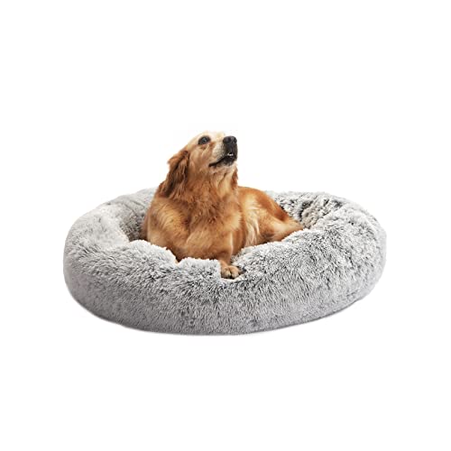 Bedfolks Beruhigendes Donut-Hundebett, rund, flauschig, für große Hunde, Anti-Angst-Plüsch-Hundebett, maschinenwaschbar, 91,4 cm, Hellgrau, Größe L Bedfolks Beruhigendes Donut-Hundebett, rund, flauschig, für große Hunde, Anti-Angst-Plüsch-Hundebett, maschinenwaschbar, 91,4 cm, Hellgrau, Größe L von Bedfolks