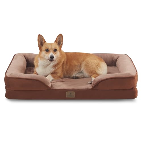 Bedfolks Orthopädisches Hundebett, wasserdichtes Hundesofabett für große Hunde, Eierschaum-Haustier-Couch-Bett mit abnehmbarem waschbarem Bezug und rutschfester Unterseite, Braun Bedfolks Orthopädisches Hundebett, wasserdichtes Hundesofabett für große Hunde, Eierschaum-Haustier-Couch-Bett mit abnehmbarem waschbarem Bezug und rutschfester Unterseite, Braun von Bedfolks