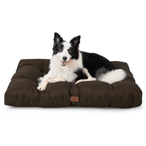 BEDSURE Hundekissen Grosse Hunde waschbar - 91x68cm hundematratze wasserdicht L für große, mittelgroße Hunde Outdoor gepolstert Hundematte braun in 10cm Höhe von BEDSURE