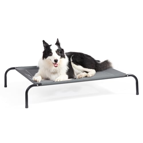 Bedsure Hundeliege Outdoor mittelgrosse Hunde - Hundeliege grau in und Outdoor Garten, für draußen Camping erhöhtes Hundebett, Größe in M 105x80 cm, höhe in 20 cm von Bedsure