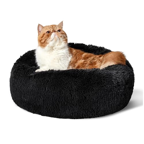 BEDSURE Katzenbett waschbar Flauschiges Katzenbett - Ø 50 cm Katzenschlafplatz für Katzen und kleine Hunde, plüsch Katzenkissen rund Kuschelbett, schwarz BEDSURE Katzenbett waschbar Flauschiges Katzenbett - Ø 50 cm Katzenschlafplatz für Katzen und kleine Hunde, plüsch Katzenkissen rund Kuschelbett, schwarz von BEDSURE