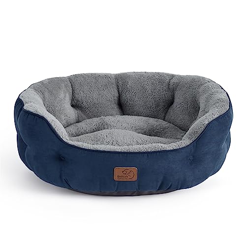 Bedsure Katzenbett waschbar Katzen Bettchen - 51x48x15cm Katzen Bett mit zweiseitig Innenkissen Katzenschlafplatz für Katzen oder kleine Hunde, Navyblau von Bedsure