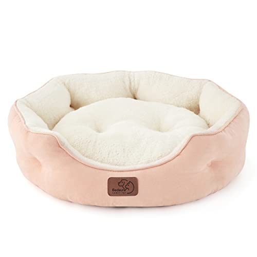 Bedsure Katzenbett waschbar Katzen Bettchen - 51x48x15cm Katzen Bett mit zweiseitig Innenkissen Katzenschlafplatz für Katzen oder kleine Hunde, rosa von Bedsure