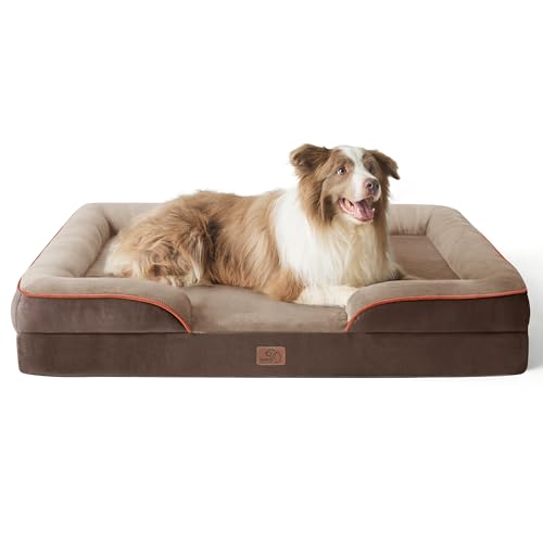 BEDSURE orthopädisches Hundebett Ergonomisches Hundesofa - 97x71 cm Hundecouch mit eierförmiger Kistenschaum für große Hunde, waschbar rutschfest Hundebetten, braun BEDSURE orthopädisches Hundebett Ergonomisches Hundesofa - 97x71 cm Hundecouch mit eierförmiger Kistenschaum für große Hunde, waschbar rutschfest Hundebetten, braun von BEDSURE
