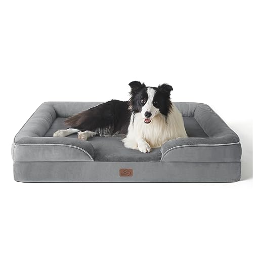 BEDSURE orthopädisches Hundebett Ergonomisches Hundesofa - 89x63 cm Hundecouch mit eierförmiger Kistenschaum für mittlere Hunde, waschbar rutschfest Hundebetten, grau BEDSURE orthopädisches Hundebett Ergonomisches Hundesofa - 89x63 cm Hundecouch mit eierförmiger Kistenschaum für mittlere Hunde, waschbar rutschfest Hundebetten, grau von BEDSURE