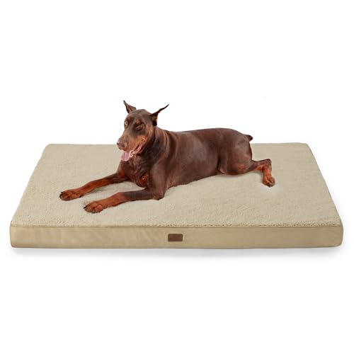 Bedsure orthopädisches Hundebett Grosse Hunde - 137x111.5x10cm Hundekissen flauschig Hundematte waschbar Hundematratze für große Hunde, beige von Bedsure