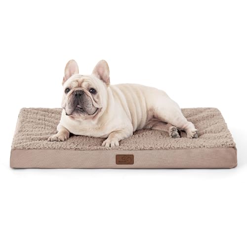 Bedsure orthopädisches Hundebett kleine Hunde - 76x51x7.6cm Hundekissen flauschig Hundematte waschbar Hundematratze für kleine Hunde, Hellbraun von Bedsure