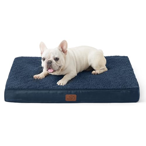 Bedsure orthopädisches Hundebett kleine Hunde - 76x51x7.6cm Hundekissen flauschig Hundematte waschbar Hundematratze in Navyblau für kleine Hunde von Bedsure