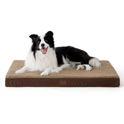 BEDSURE orthopädisches Hundebett mittelgroße Hunde - 91x69x7.6cm Hundekissen flauschig Hundematte waschbar Hundematratze in braun für mittelgroße Hunde BEDSURE orthopädisches Hundebett mittelgroße Hunde - 91x69x7.6cm Hundekissen flauschig Hundematte waschbar Hundematratze in braun für mittelgroße Hunde von BEDSURE