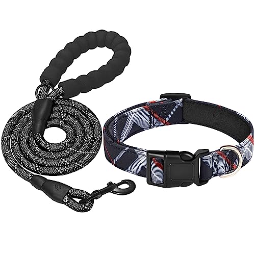 Beebiepet Nylon Hundehalsband Weiches Neopren Gepolstert, Verstellbare Hundehalsbänder für kleine, mittel große Hunde (XS Hals 22,9cm-30,5cm, Schwarz) von Beebiepet