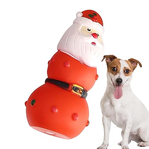 Beedozo Kauspielzeug für Welpen zum Zahnen,Quietschendes Hundespielzeug - Weihnachtsthema-Haustierspielzeug zum Trainieren und Reinigen der Zähne, interaktives Spielzeug von Beedozo