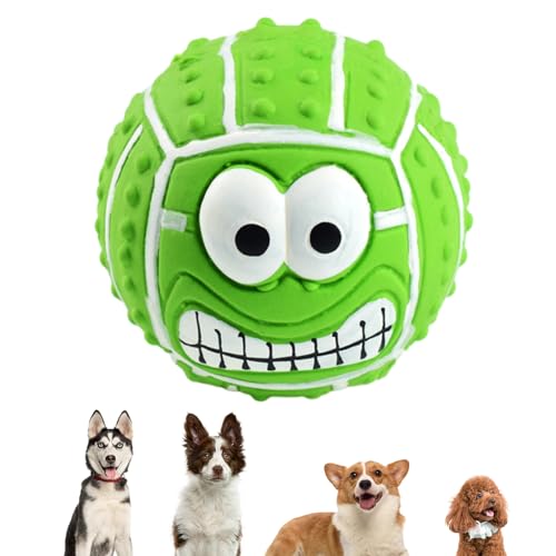 Beedozo Quietschende Hundespielzeuge Gesichtsbälle,Hundeballspielzeuge - Quietschspielzeug für Hunde | Lustiges Hunde-Welpenspielzeug mit federnden Kaugesichtsbällen für kleine und mittelgroße Hunde von Beedozo
