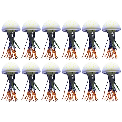 Beelooom 12PCS Meer Mond Leuchtende Simulation Quallen Simulation Quallen Silikon Simulation Quallen Großhandel Silikon Fluoreszierende Leuchtende Schwimmende Fische Aquarium Dekoration von Beelooom