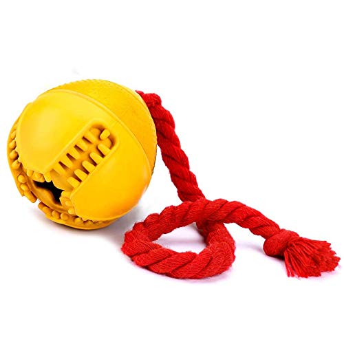 Hund, Ball Gummi Kauen Interaktives Hunde Spielzeug Super ZäH Zahn Reinigung Trainings Ball mit Seil Gelb von Beelooom