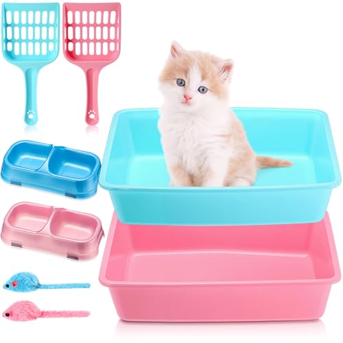 Beeveer 2 Set Kätzchentoilette, 2 Stück Kunststoff kleine Katzentoilette Training niedriger Einstieg mit 2 Schaufeln, 2 Katzennäpfen und 2 Maus-Spielzeug für kleine Kätzchen, Starter-Set, 37,8 x 27,7 Beeveer 2 Set Kätzchentoilette, 2 Stück Kunststoff kleine Katzentoilette Training niedriger Einstieg mit 2 Schaufeln, 2 Katzennäpfen und 2 Maus-Spielzeug für kleine Kätzchen, Starter-Set, 37,8 x 27,7 von Beeveer
