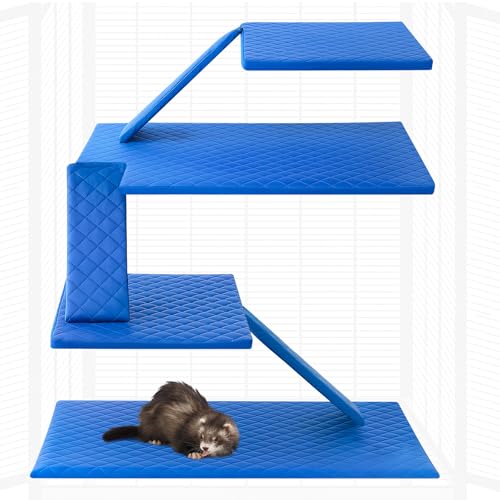 Beeveer Frettchenkäfig-Auskleidung, waschbar, für Frettchen, Bettwäsche, Käfig-Zubehör-Set für Kleintiere, Hamster, Ratten, Chinchillas, Igel, Meerschweinchen, Blau, 7 Stück von Beeveer