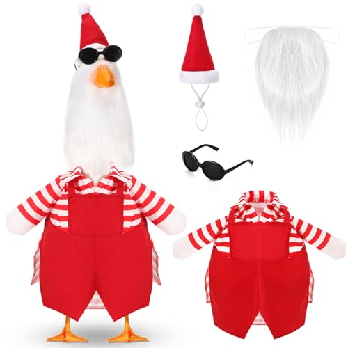 Beeveer Weihnachten im Juli Veranda Gans Outfits Santa Hawaii-Overall mit Hut, Brille und Bart für 58,4 cm Veranda Rasen Statue Kleidung für Sommer Weihnachten Terrasse Hof Outdoor Dekor von Beeveer